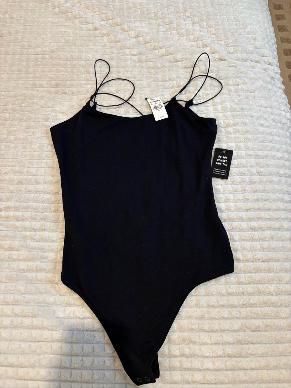 Express Black Double Spaghetti-Strap Bodysuit